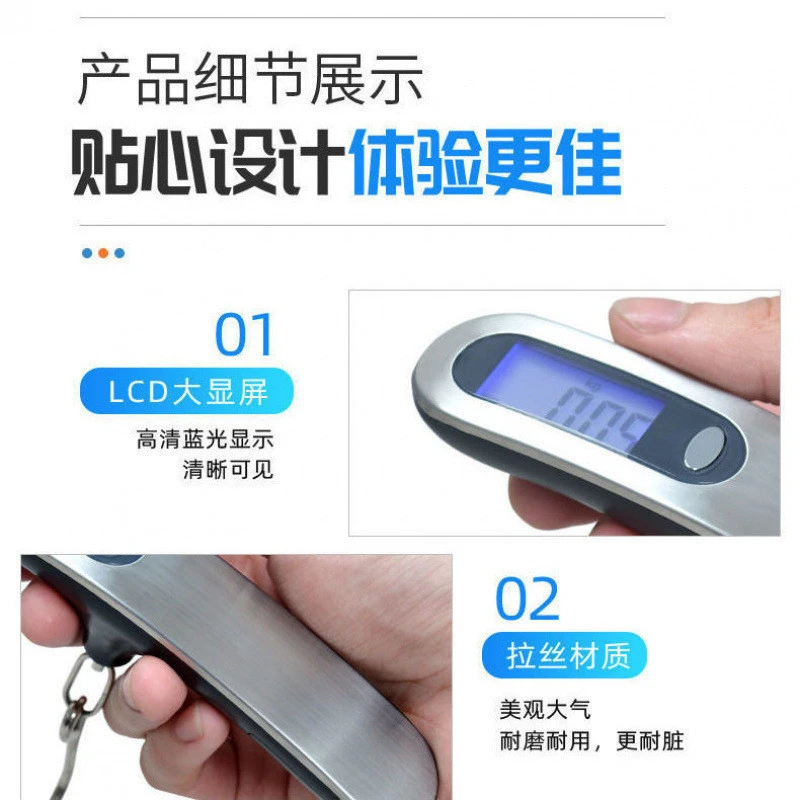 Luggage Scale, 50kg Hand Hanging Portable Travel Scale with Hook Electronic Baggage Weight Measuring Digital Weighing