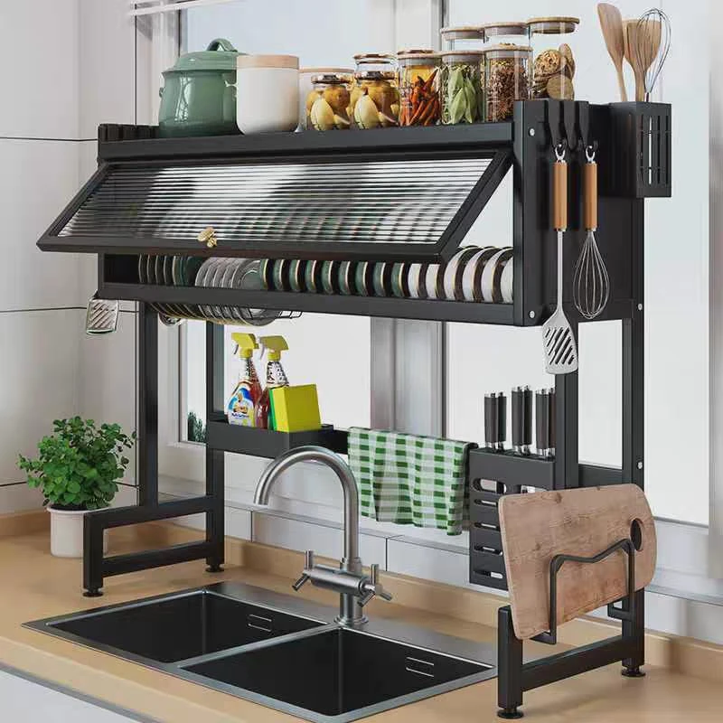 Kitchen Sink Countertop Dustproof Storage Rack