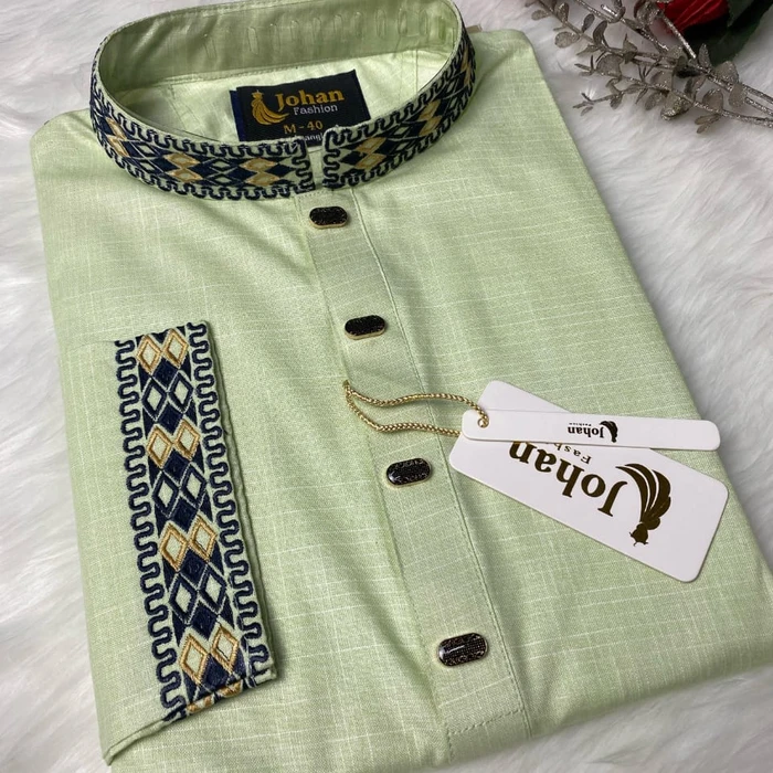 Embroidered Premium Punjabi Lite Lemon Color
