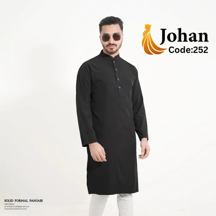 Solid Formal Panjabi Black Color