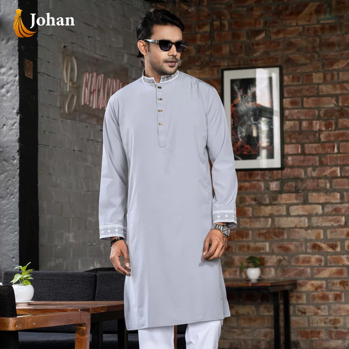 Embroidered Premium Punjabi Ash Color