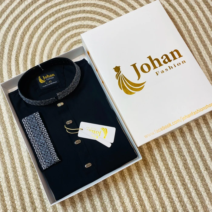 Embroidered Premium Punjabi Black Color
