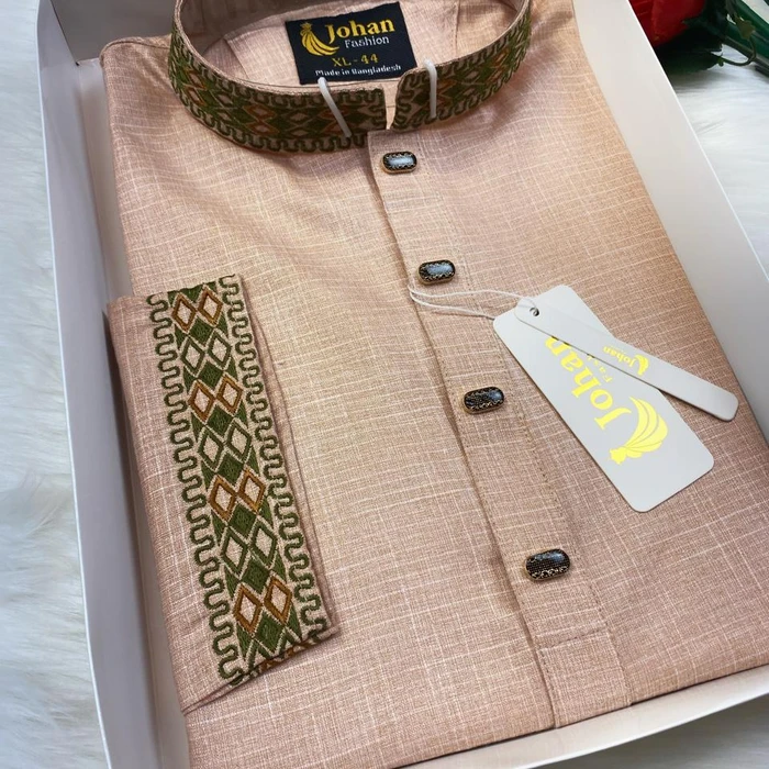Embroidered Premium Punjabi Light Brown Color