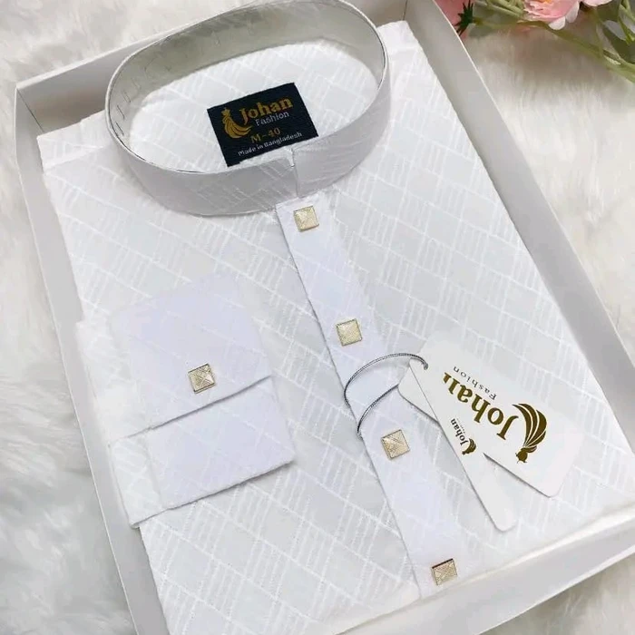 White Chicken Box Stripe Design Premium Panjabi