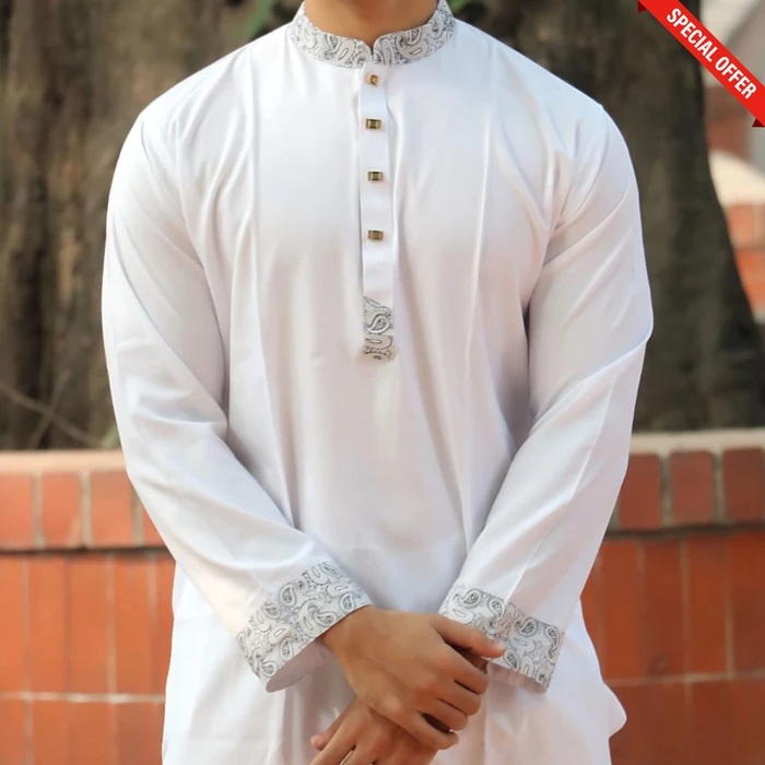 White Color Contrast Panjabi