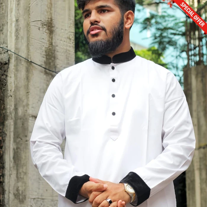 White Color Contrast Panjabi