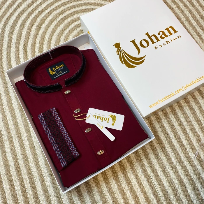 Embroidered Premium Punjabi Maroon Color