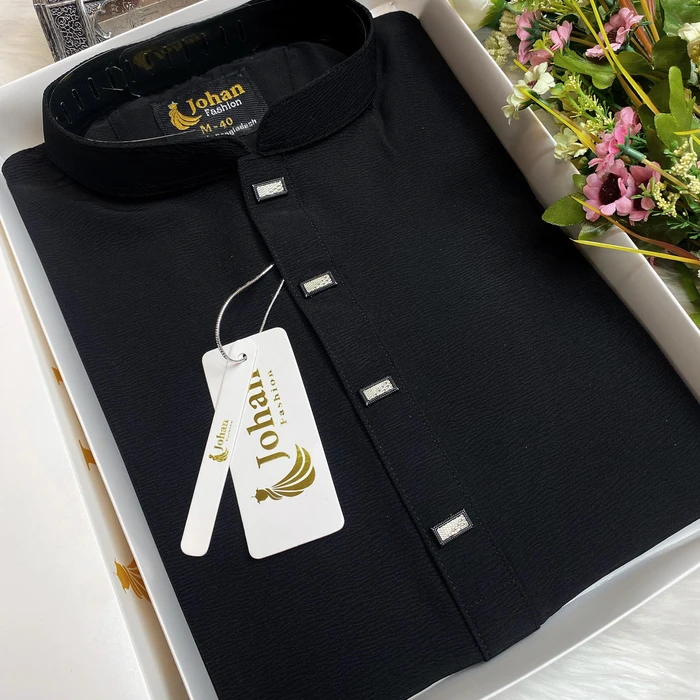 Zaffran Premium Formal Panjabi Black Color