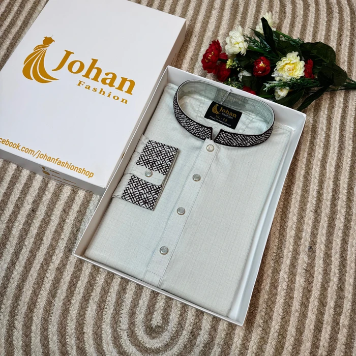 Lemon Color Embroidered Premium Cotton Punjabi