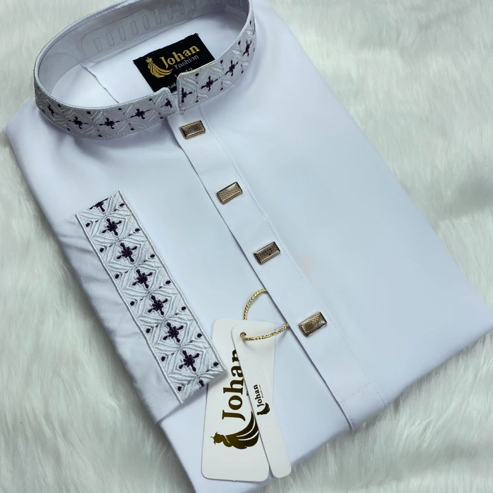 Embroidered Premium Punjabi White Color