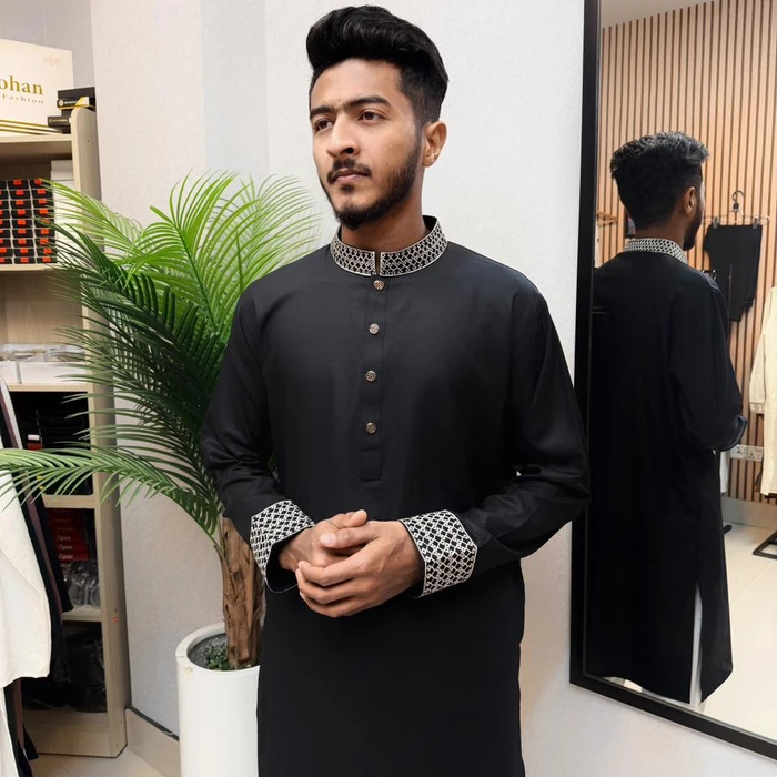 Black Color Embroidered Panjabi