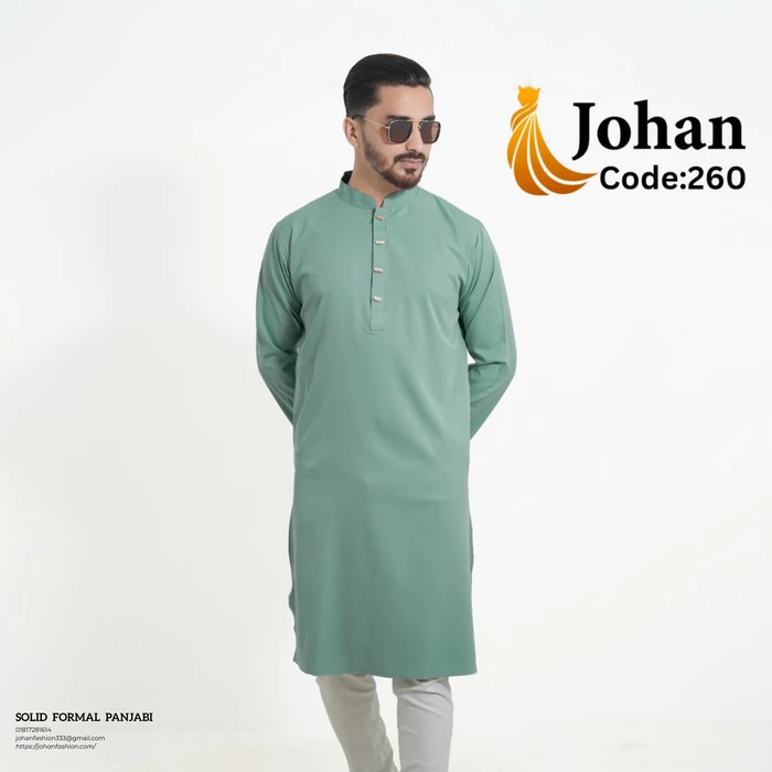 Solid Formal Panjabi Mint Green Color