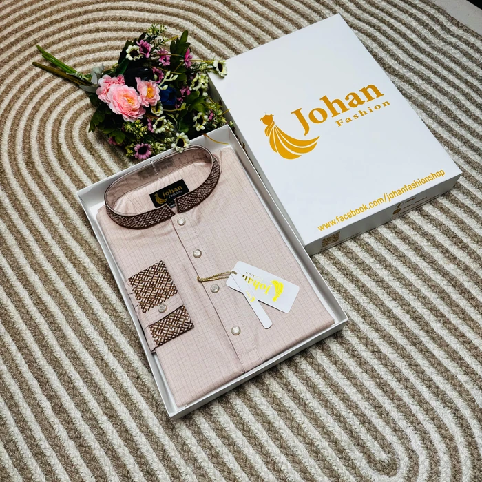 Vanilla Cream Color Embroidered Premium Cotton Punjabi