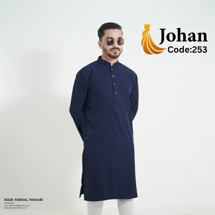 Solid Formal Panjabi Navy Blue Color