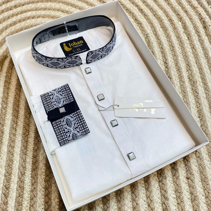 Embroidered Premium Punjabi White Color 472