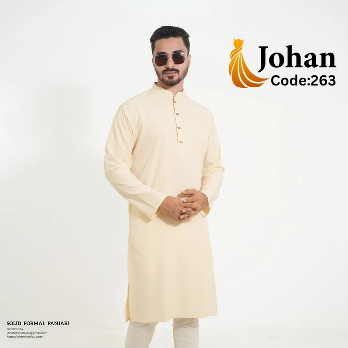Solid Formal Panjabi Cream Color