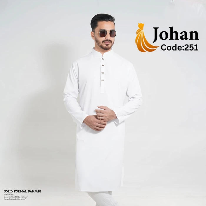 Solid Formal Panjabi White Color