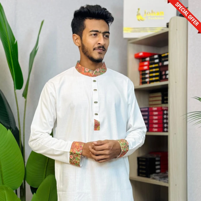 White Color Contrast Panjabi