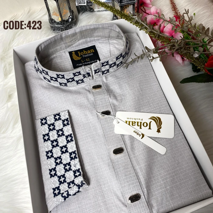 Embroidered Premium Punjabi Ash Color