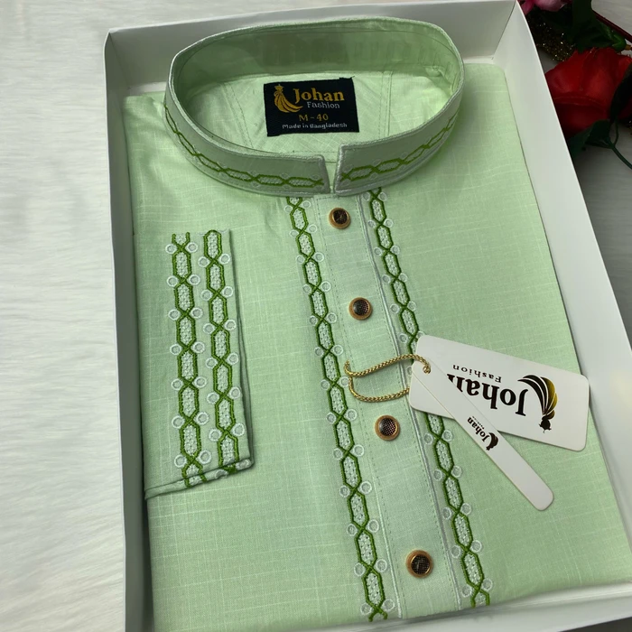 Embroidered Premium Punjabi Lite Lemon Color