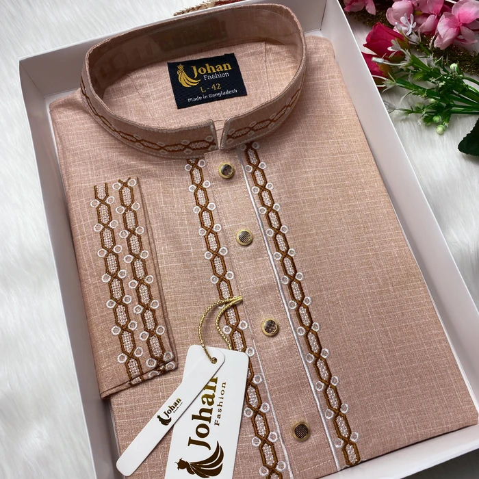 Embroidered Premium Punjabi Brown Color
