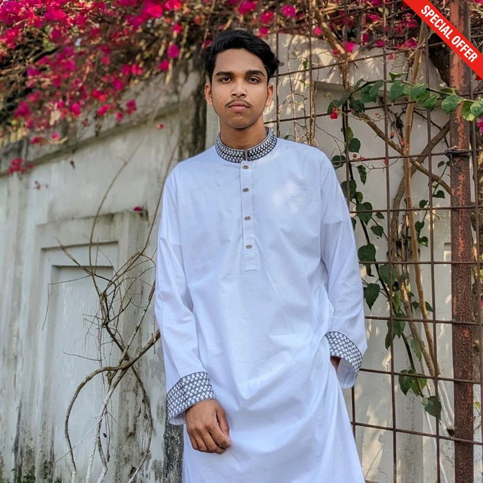 White Color Embroidered Panjabi